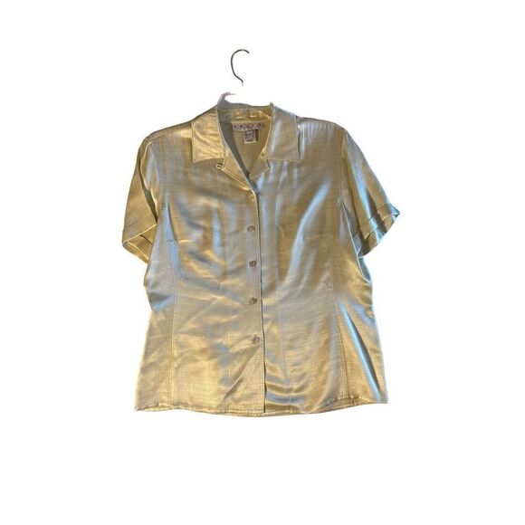 Grace chemise vintage 100% silk ivory, short sleeve button down blouse size 8 - Picture 1 of 4